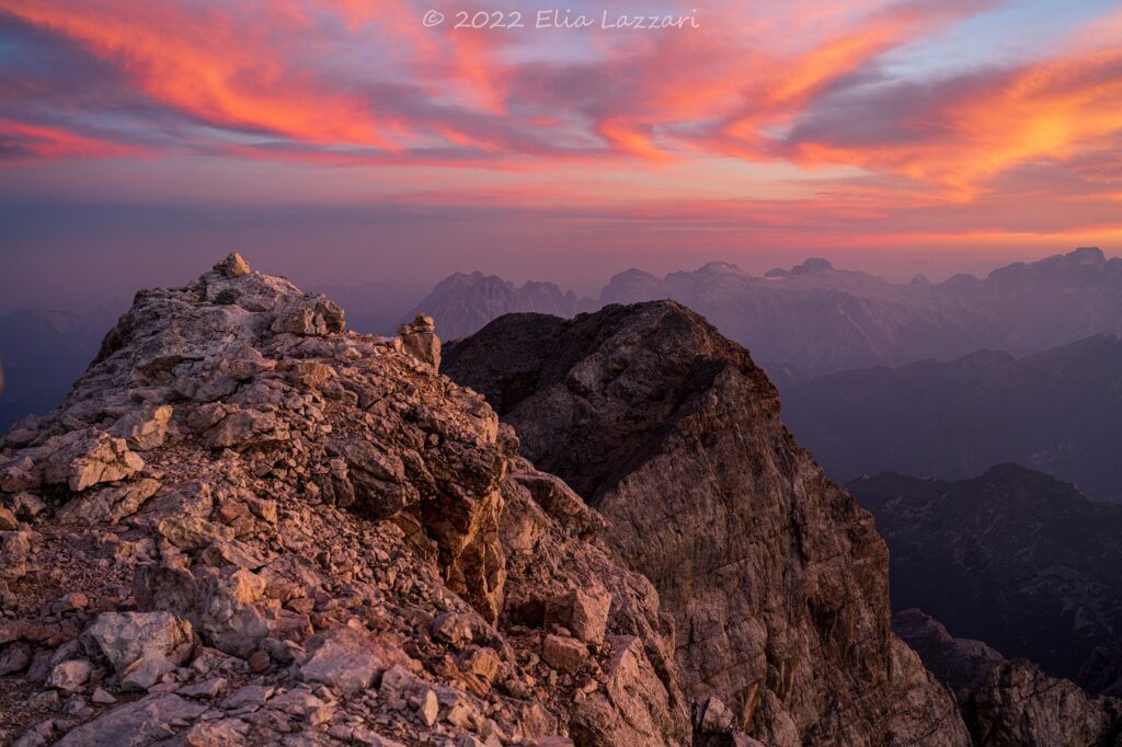 Il colore speciale del tramonto sui Monti Pallidi